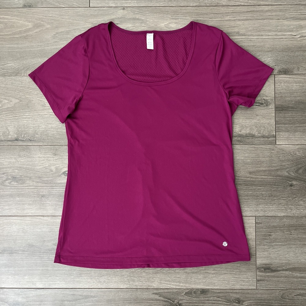 Bally Total Fitness Womens XL Top Purple Short Sleeve Athletic